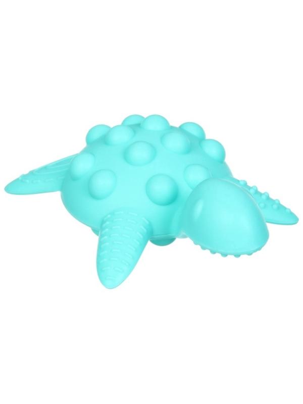 Прорезыватель силиконовый для зубов с погремушкой Крошка Я «Черепаха», 11х7,5см, бирюзовый