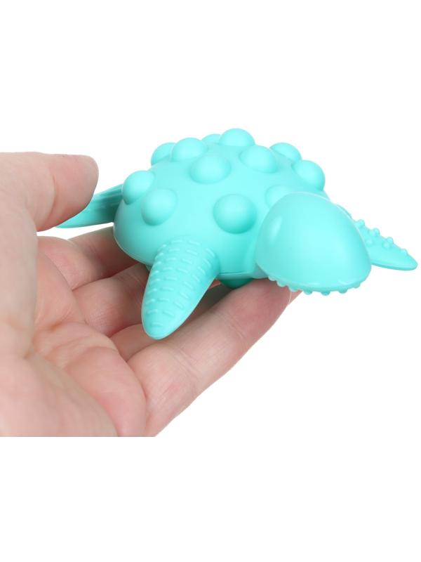 Прорезыватель силиконовый для зубов с погремушкой Крошка Я «Черепаха», 11х7,5см, бирюзовый