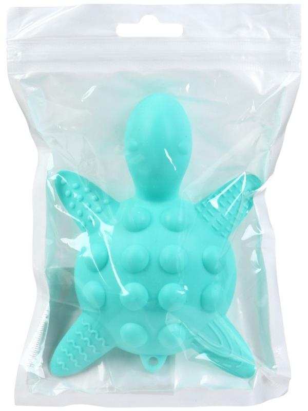 Прорезыватель силиконовый для зубов с погремушкой Крошка Я «Черепаха», 11х7,5см, бирюзовый
