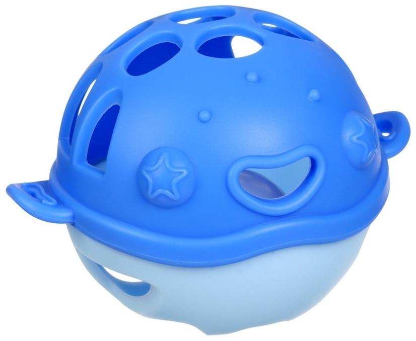 Прорезыватель силиконовый для зубов с погремушкой Крошка Я «Рыбка», 10,5х11х8см,в кейсе, синий
