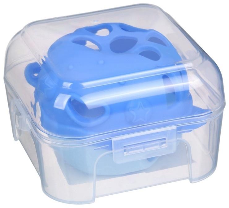 Прорезыватель силиконовый для зубов с погремушкой Крошка Я «Рыбка», 10,5х11х8см,в кейсе, синий