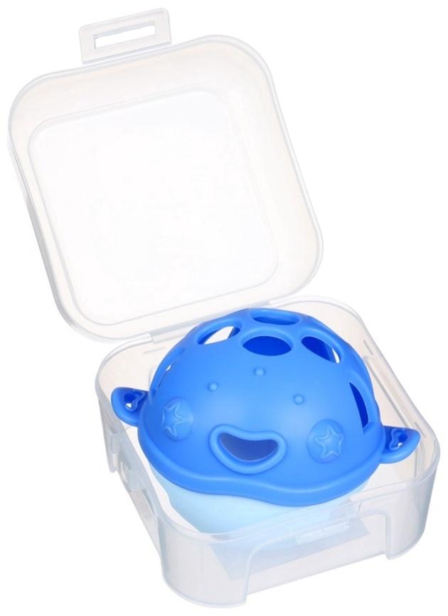 Прорезыватель силиконовый для зубов с погремушкой Крошка Я «Рыбка», 10,5х11х8см,в кейсе, синий