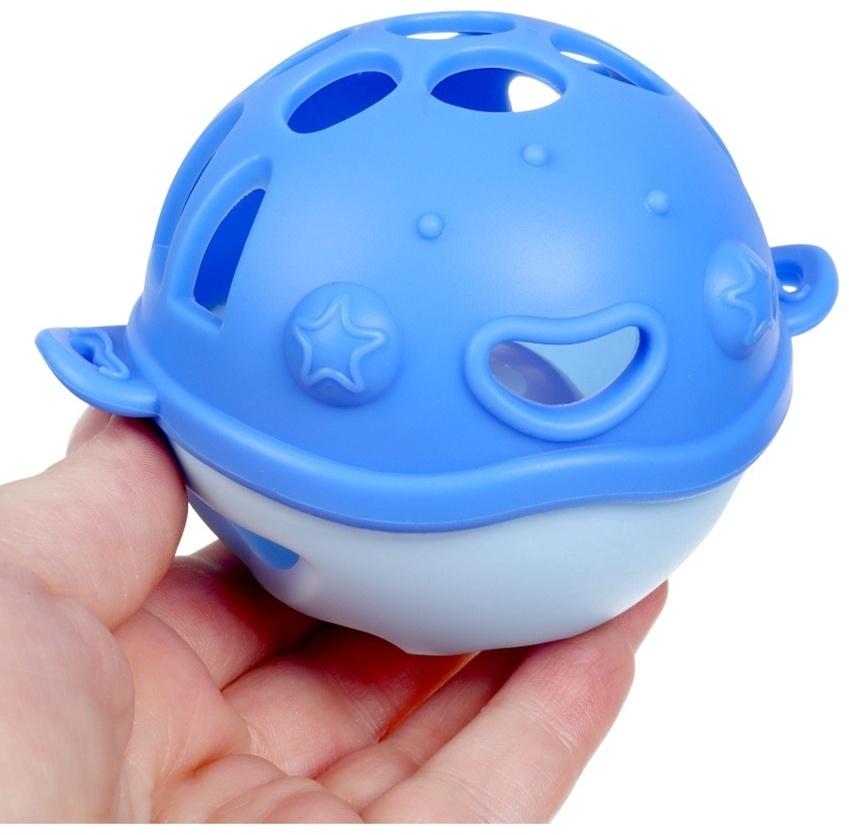 Прорезыватель силиконовый для зубов с погремушкой Крошка Я «Рыбка», 10,5х11х8см,в кейсе, синий