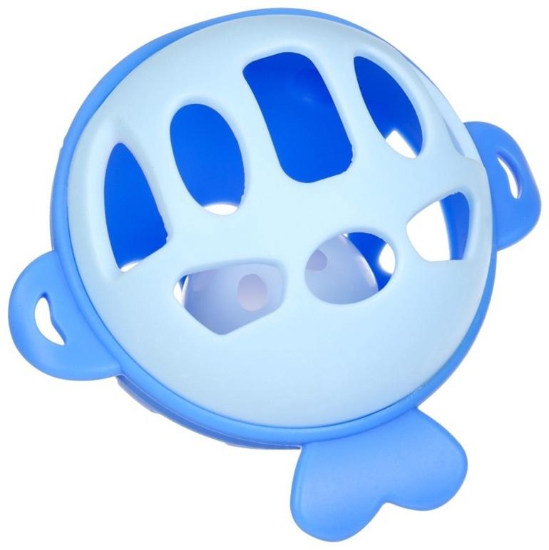 Прорезыватель силиконовый для зубов с погремушкой Крошка Я «Рыбка», 10,5х11х8см,в кейсе, синий