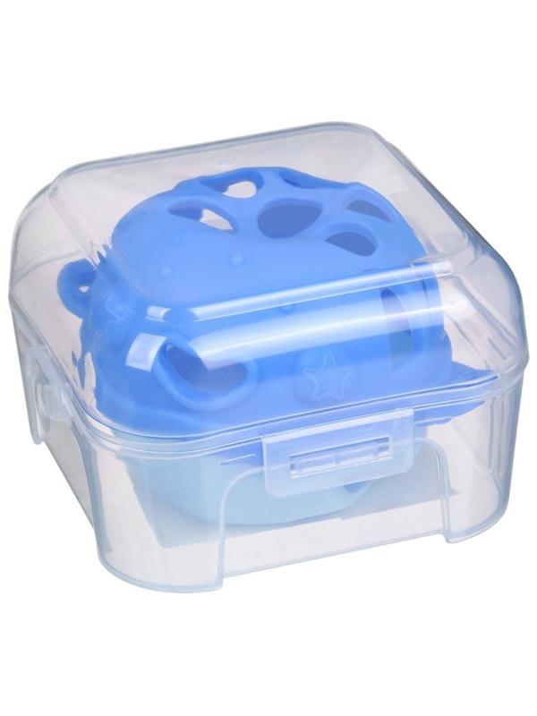 Прорезыватель силиконовый для зубов с погремушкой Крошка Я «Рыбка», 10,5х11х8см,в кейсе, синий