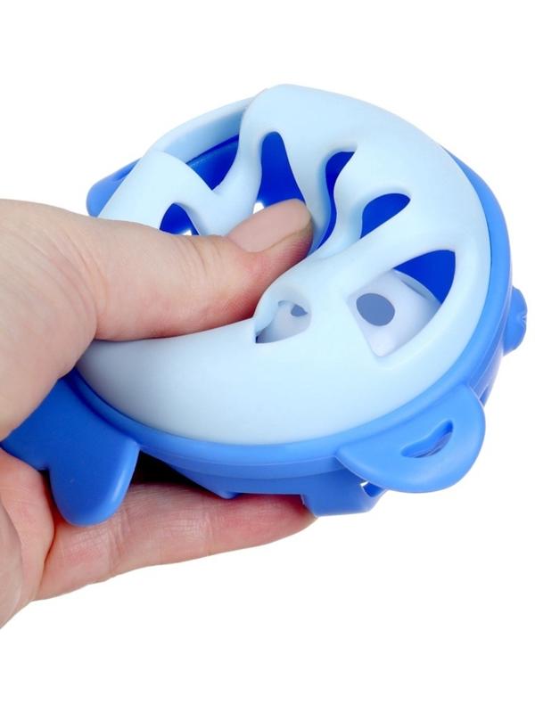Прорезыватель силиконовый для зубов с погремушкой Крошка Я «Рыбка», 10,5х11х8см,в кейсе, синий