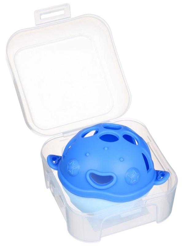 Прорезыватель силиконовый для зубов с погремушкой Крошка Я «Рыбка», 10,5х11х8см,в кейсе, синий