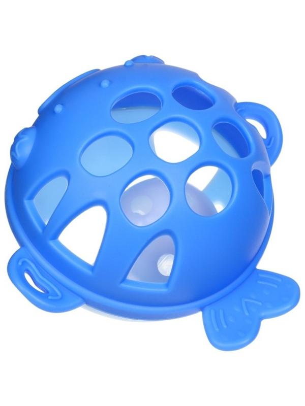 Прорезыватель силиконовый для зубов с погремушкой Крошка Я «Рыбка», 10,5х11х8см,в кейсе, синий