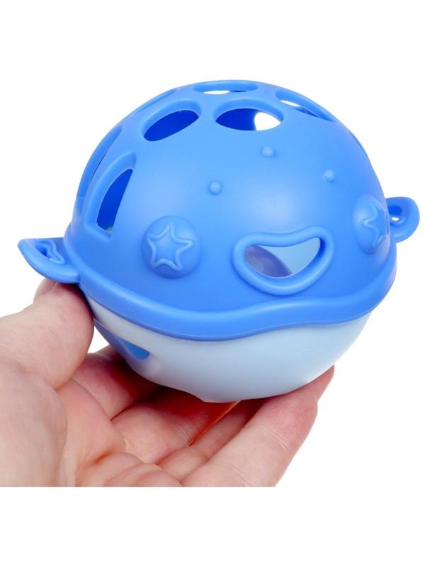 Прорезыватель силиконовый для зубов с погремушкой Крошка Я «Рыбка», 10,5х11х8см,в кейсе, синий