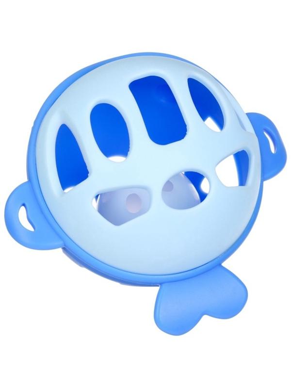 Прорезыватель силиконовый для зубов с погремушкой Крошка Я «Рыбка», 10,5х11х8см,в кейсе, синий