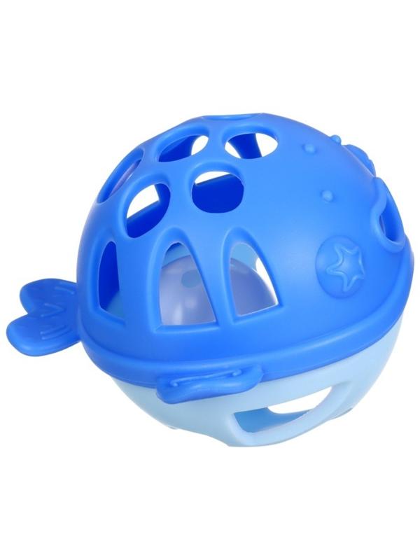 Прорезыватель силиконовый для зубов с погремушкой Крошка Я «Рыбка», 10,5х11х8см,в кейсе, синий