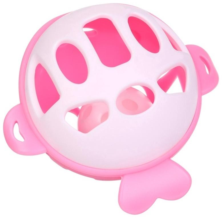 Прорезыватель силиконовый для зубов с погремушкой Крошка Я «Рыбка», 10,5х11х8см, в кейсе, розовый