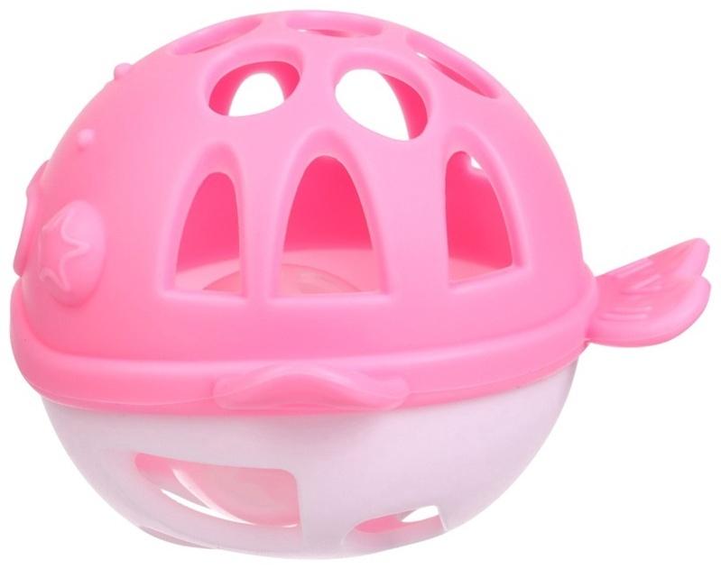 Прорезыватель силиконовый для зубов с погремушкой Крошка Я «Рыбка», 10,5х11х8см, в кейсе, розовый