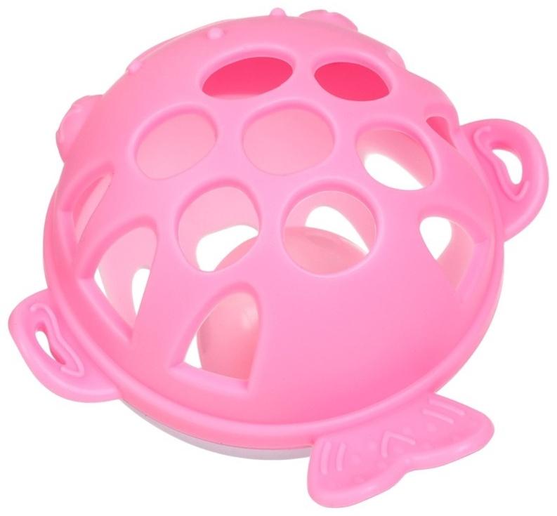 Прорезыватель силиконовый для зубов с погремушкой Крошка Я «Рыбка», 10,5х11х8см, в кейсе, розовый