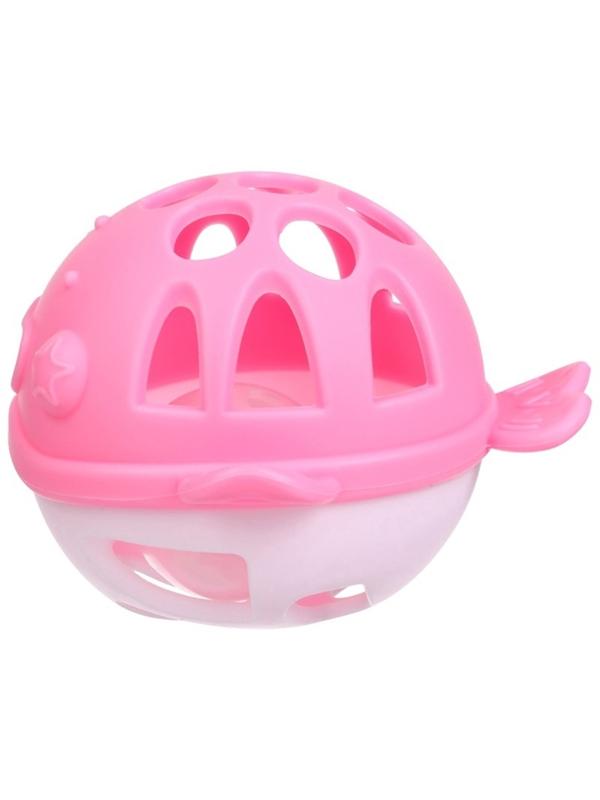 Прорезыватель силиконовый для зубов с погремушкой Крошка Я «Рыбка», 10,5х11х8см, в кейсе, розовый
