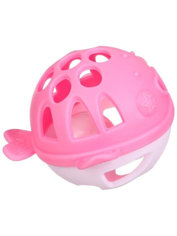 Прорезыватель силиконовый для зубов с погремушкой Крошка Я «Рыбка», 10,5х11х8см, в кейсе, розовый