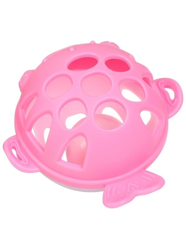 Прорезыватель силиконовый для зубов с погремушкой Крошка Я «Рыбка», 10,5х11х8см, в кейсе, розовый