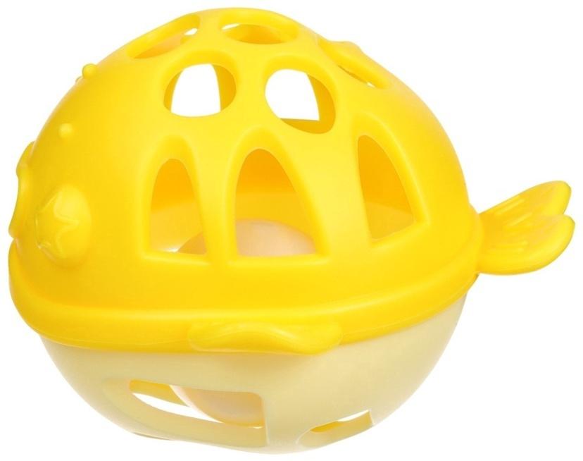 Прорезыватель силиконовый для зубов с погремушкой Крошка Я «Рыбка», 10,5х11х8см, в кейсе, желтый