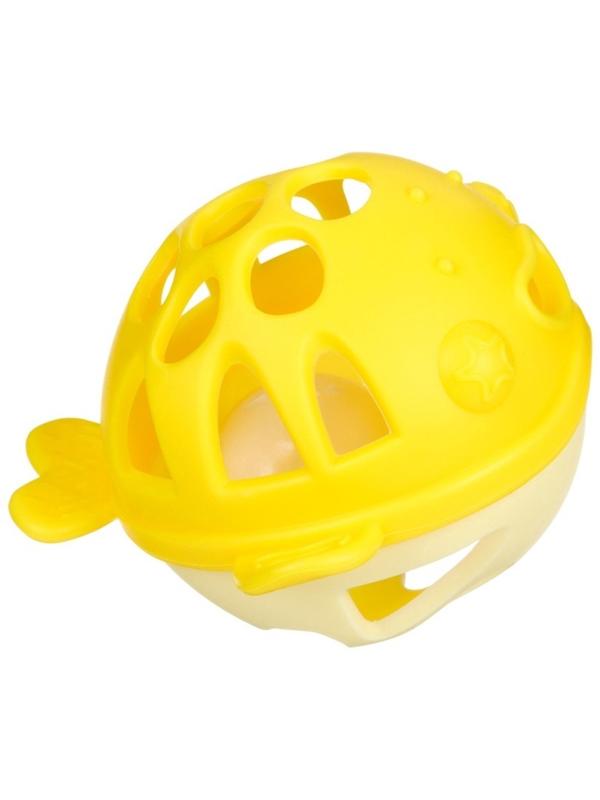 Прорезыватель силиконовый для зубов с погремушкой Крошка Я «Рыбка», 10,5х11х8см, в кейсе, желтый