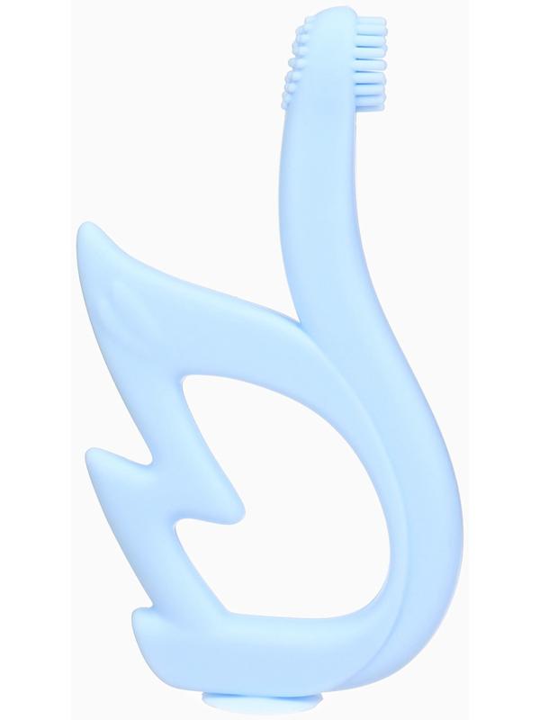 Прорезыватель силиконовый для зубов Крошка Я «Лебедь», щеточка, на присоске, голубой