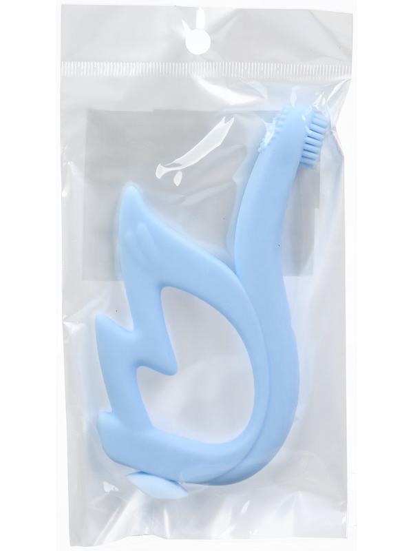 Прорезыватель силиконовый для зубов Крошка Я «Лебедь», щеточка, на присоске, голубой
