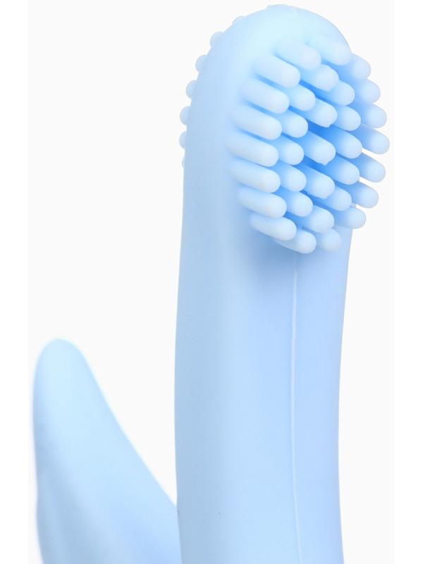 Прорезыватель силиконовый для зубов Крошка Я «Лебедь», щеточка, на присоске, голубой