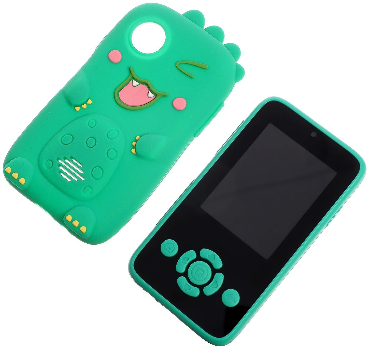 Детский обучающий телефон «Дино», камера, звуковые и световые эффекты, цвет зелёный