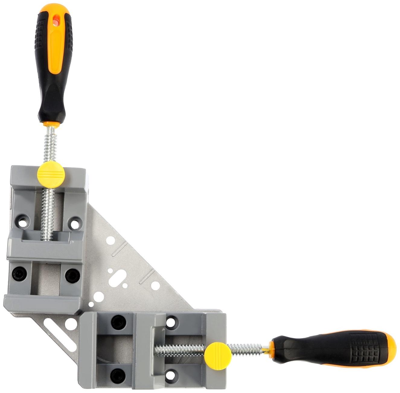 Струбцина угловая усиленная ТУНДРА, металлическая, два зажима 90 и 180°, 2К рукоятка, 70 мм