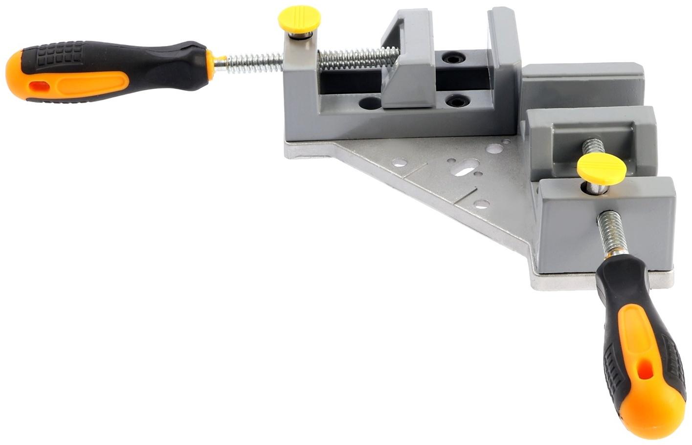 Струбцина угловая усиленная ТУНДРА, металлическая, два зажима 90 и 180°, 2К рукоятка, 70 мм