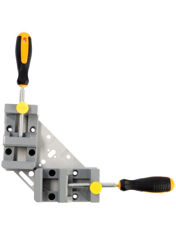 Струбцина угловая усиленная ТУНДРА, металлическая, два зажима 90 и 180°, 2К рукоятка, 70 мм