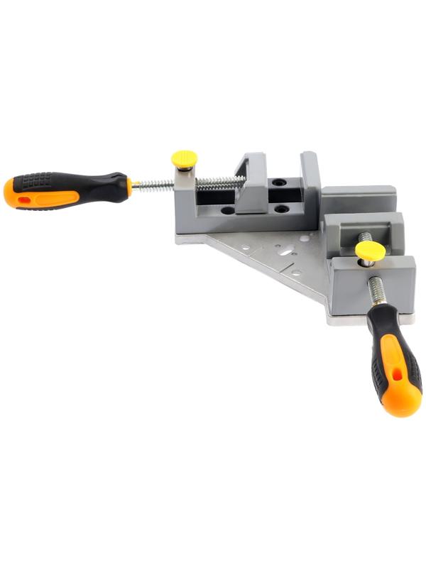 Струбцина угловая усиленная ТУНДРА, металлическая, два зажима 90 и 180°, 2К рукоятка, 70 мм