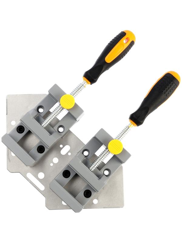 Струбцина угловая усиленная ТУНДРА, металлическая, два зажима 90 и 180°, 2К рукоятка, 70 мм