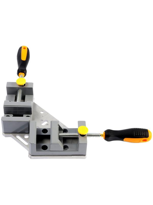 Струбцина угловая усиленная ТУНДРА, металлическая, два зажима 90 и 180°, 2К рукоятка, 70 мм