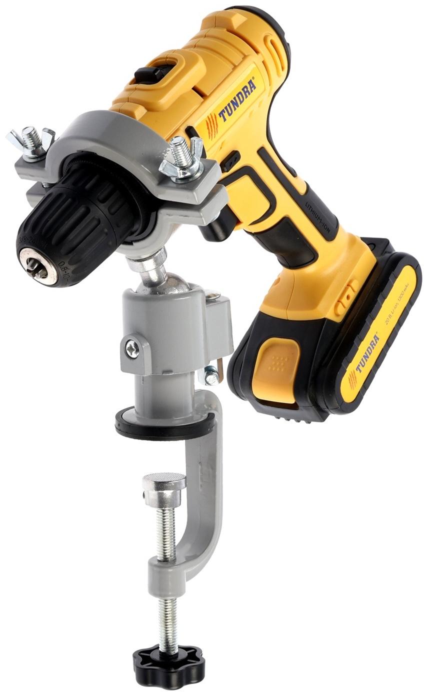 Стойка для дрели ТУНДРА, винтовой зажим, поворотный шарнир 360°, d=60 мм, длина 253 мм