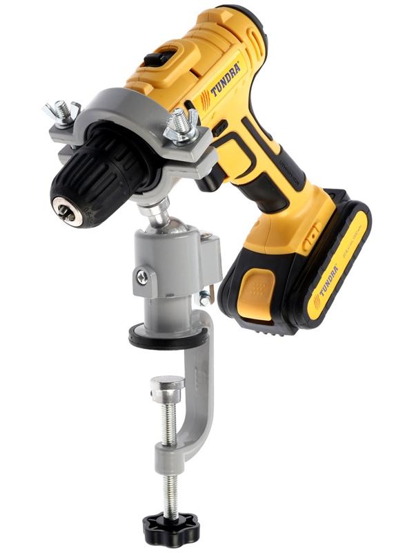 Стойка для дрели ТУНДРА, винтовой зажим, поворотный шарнир 360°, d=60 мм, длина 253 мм