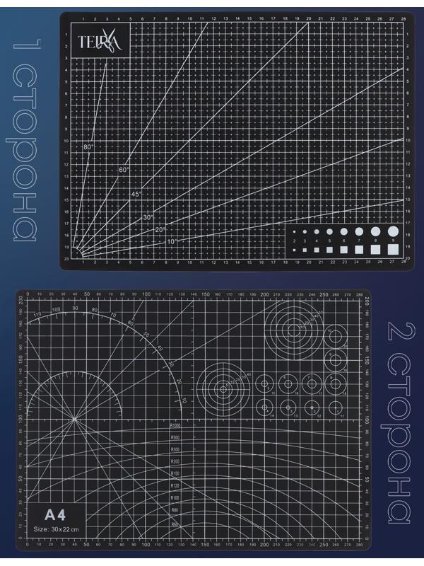 Мат для резки, пятислойный, 30×22 см, А4, чёрный