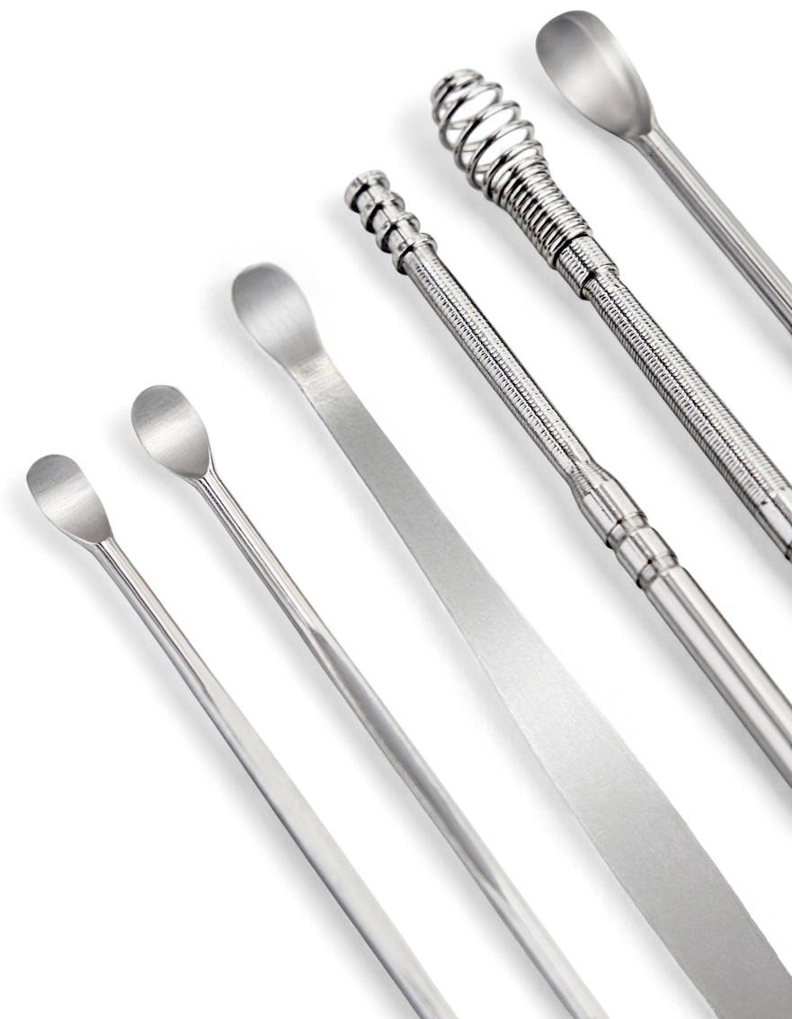 Набор для чистки ушей: кожаный чехол + 6 предметов