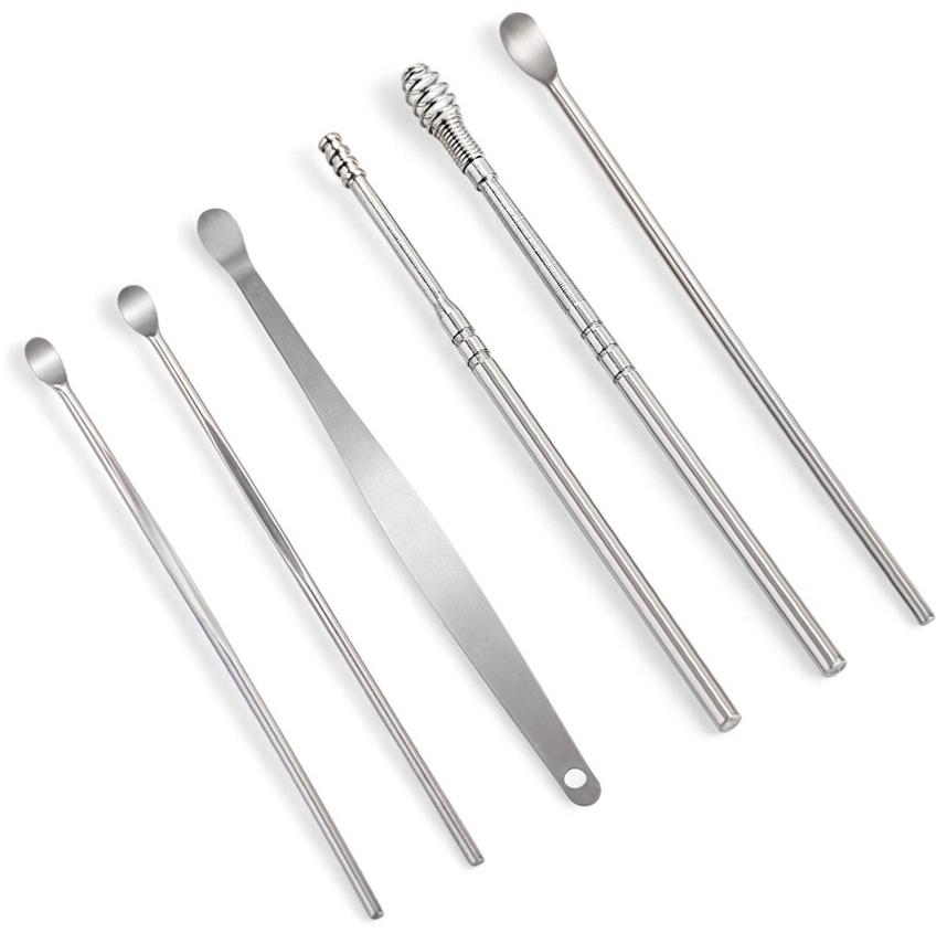 Набор для чистки ушей: кожаный чехол + 6 предметов