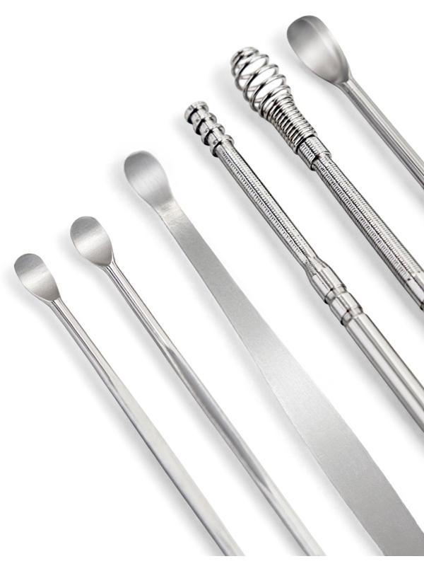 Набор для чистки ушей: кожаный чехол + 6 предметов