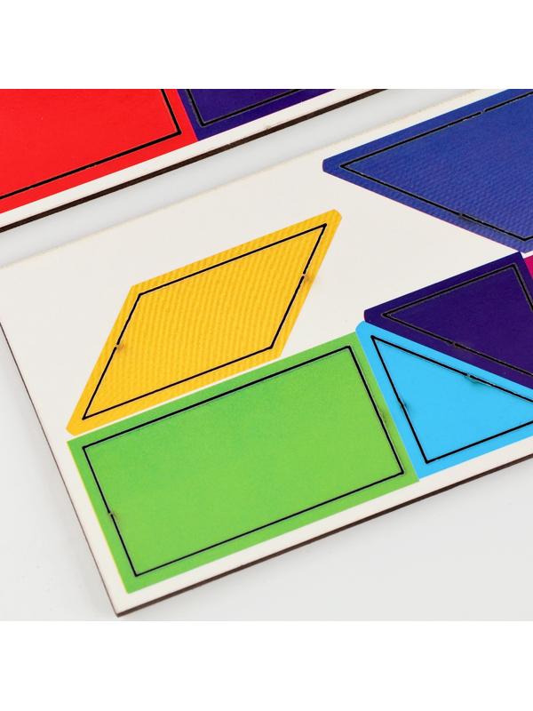 Головоломка деревянная для детей «Повтори по образцу. Умные машинки», 13 деталей, 18 схем