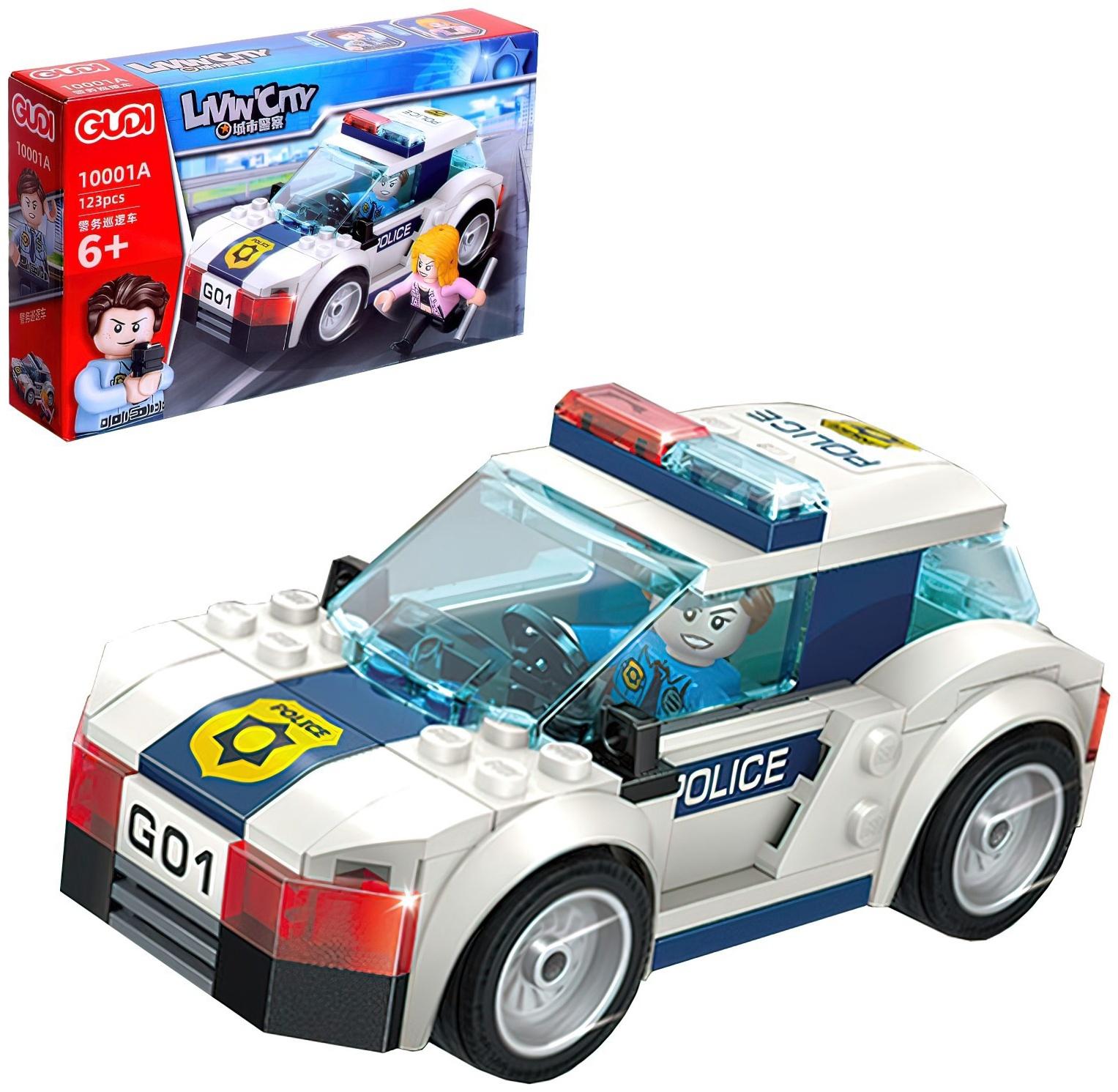Конструктор блочный для мальчиков Полиция «Патрульная машинка», 123 детали