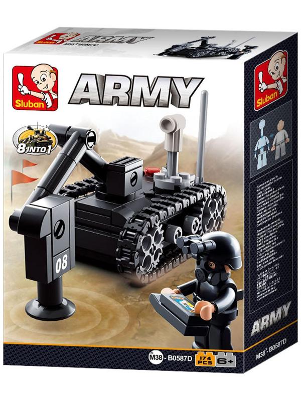 Конструктор блочный для мальчиков Армия «Сапёрная машинка», 174 детали