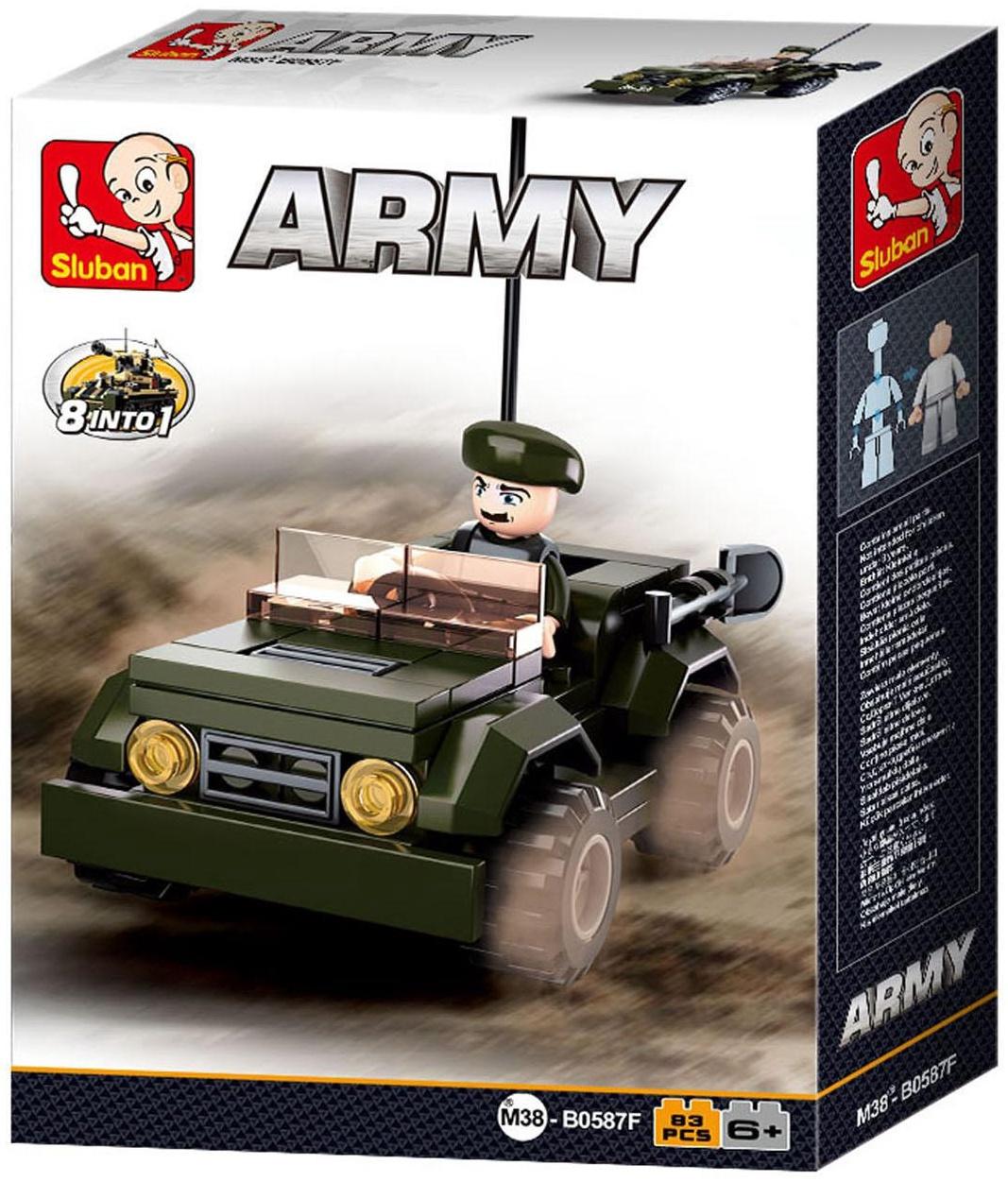 Конструктор блочный для мальчиков Армия «Машинка командира», 83 детали