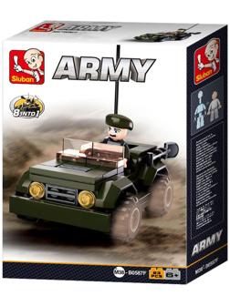 Конструктор блочный для мальчиков Армия «Машинка командира», 83 детали