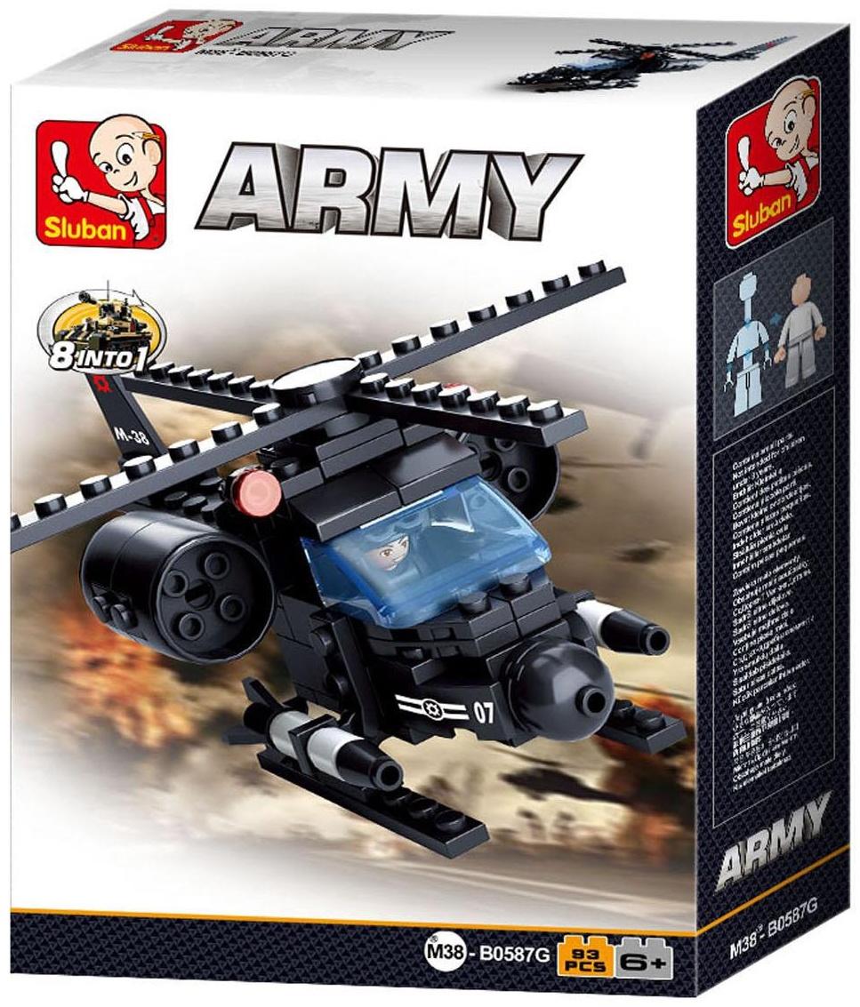 Конструктор блочный для мальчиков Армия «Боевой вертолёт», 93 детали