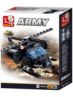 Конструктор блочный для мальчиков Армия «Боевой вертолёт», 93 детали