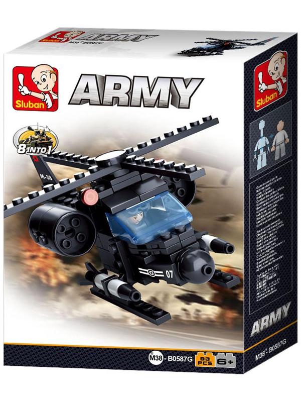 Конструктор блочный для мальчиков Армия «Боевой вертолёт», 93 детали