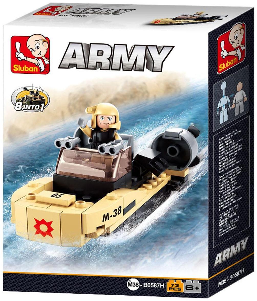 Конструктор блочный для мальчиков Армия «Военный катер», 73 детали