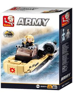Конструктор блочный для мальчиков Армия «Военный катер», 73 детали