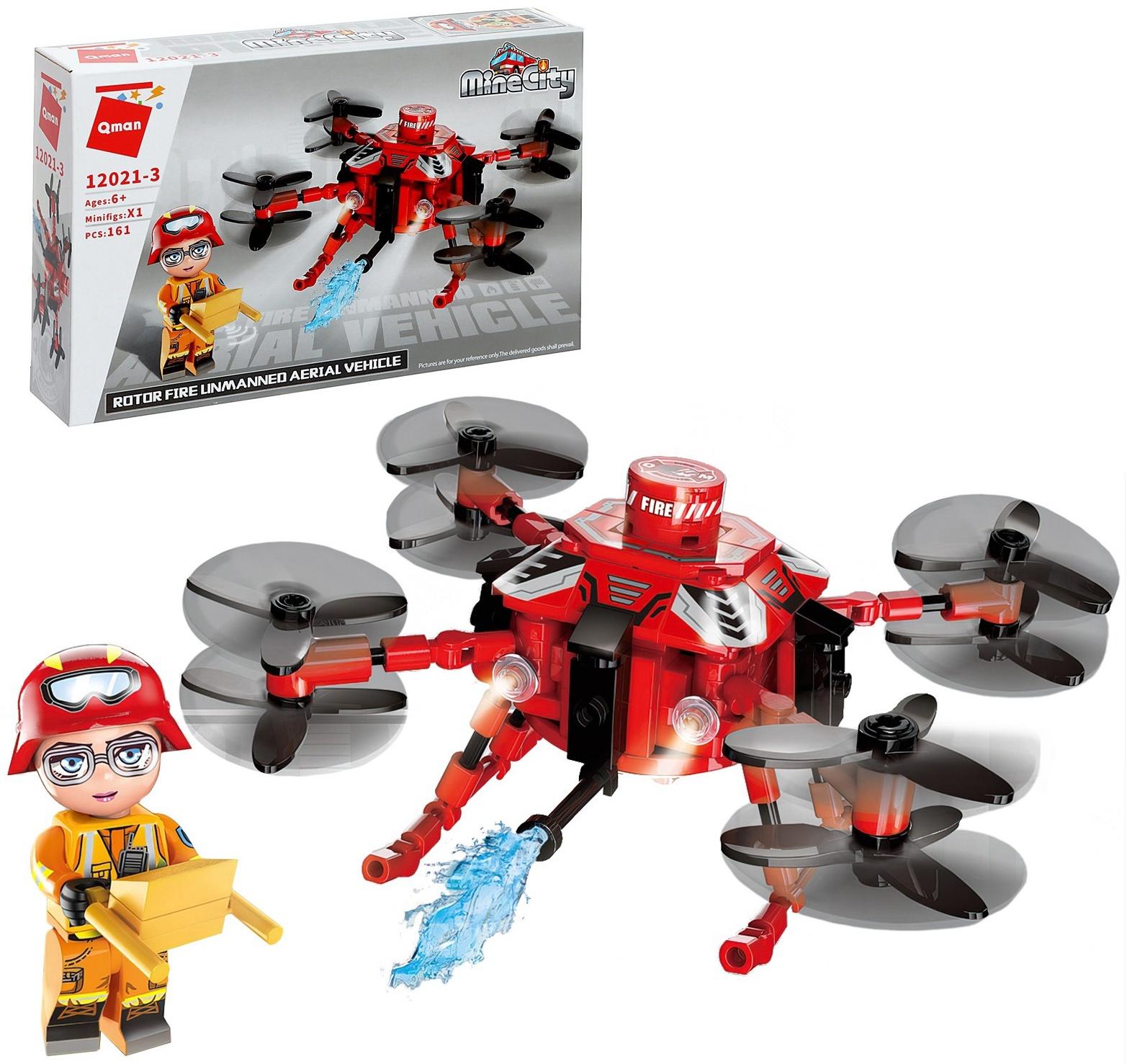 Конструктор блочный для мальчиков Огнеборцы «Пожарный квадрокоптер», 161 деталь